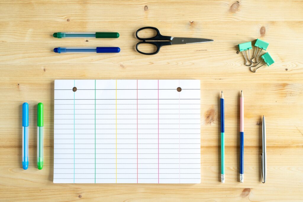 Group of objects for educational purposes or those for office manager